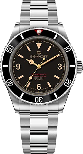 Gigandet Herren-Automatikuhr Sea Ground 100 Vintage - Made in Germany - Saphirglas - Swiss Super Luminova - Edelstahl - Taucheruhr - 100m/10bar wasserdicht - 39mm - G100-001M von Gigandet