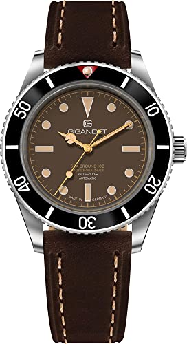 Gigandet Herren-Automatikuhr Sea Ground 100 Vintage - Made in Germany - Saphirglas - Swiss Super Luminova - Edelstahl - Taucheruhr - 100m/10bar wasserdicht - 39mm - G100-002 von Gigandet