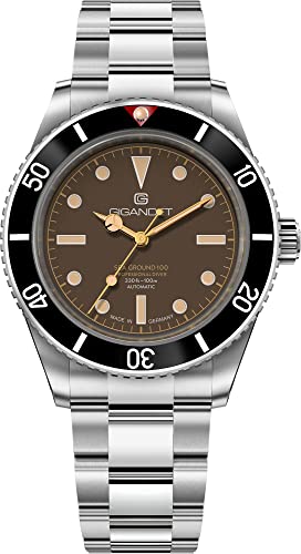 Gigandet Herren-Automatikuhr Sea Ground 100 Vintage - Made in Germany - Saphirglas - Swiss Super Luminova - Edelstahl - Taucheruhr - 100m/10bar wasserdicht - 39mm - G100-002M von Gigandet