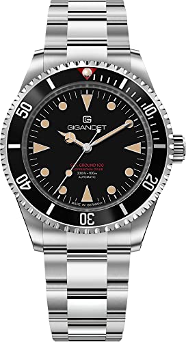 Gigandet Herren-Automatikuhr Sea Ground 100 Vintage - Made in Germany - Saphirglas - Swiss Super Luminova - Edelstahl - Taucheruhr - 100m/10bar wasserdicht - 40mm - G100-004M von Gigandet