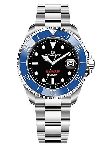 Gigandet Herren-Automatikuhr Sea Ground 300 Ceramic Date - Made in Germany - Keramiklünette - Saphirglas - Swiss Super Luminova - Edelstahl - 300m/30bar wasserdicht - Blau/Schwarz - G300-021M-C von Gigandet