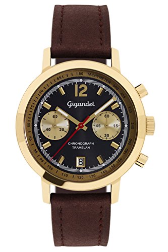 Gigandet Herren-Armbanduhr Chronograph Quarz Analog Leder Dunkelbraun Tramelan G10-009 von Gigandet