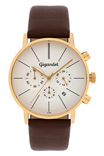 Gigandet Minimalism Herren-Armbanduhr Chronograph Quarz Analog mit Lederarmband G32-003 von Gigandet