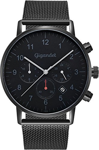 Gigandet Herrenuhr Minimalism Dualzeit-Uhr Analog mit Milanaise Edelstahlarmband G21-007 von Gigandet