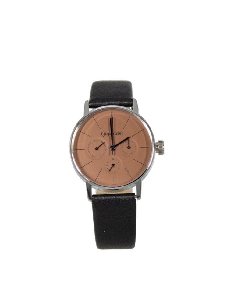 Gigandet Quarzuhr Armbanduhr Damen Multifunktion Datum Edelstahl Leder Braun G38-016, Mineralglas, Tag- und Datumsanzeige, 24-Std. Anzeige von Gigandet