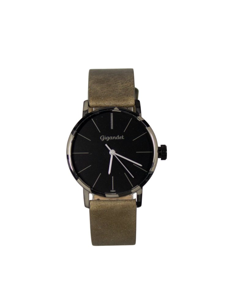 Gigandet Quarzuhr Armbanduhr Damen Quarz Edelstahl Lederband Schwarz Braun G43-042, Mineralglas, schlicht von Gigandet