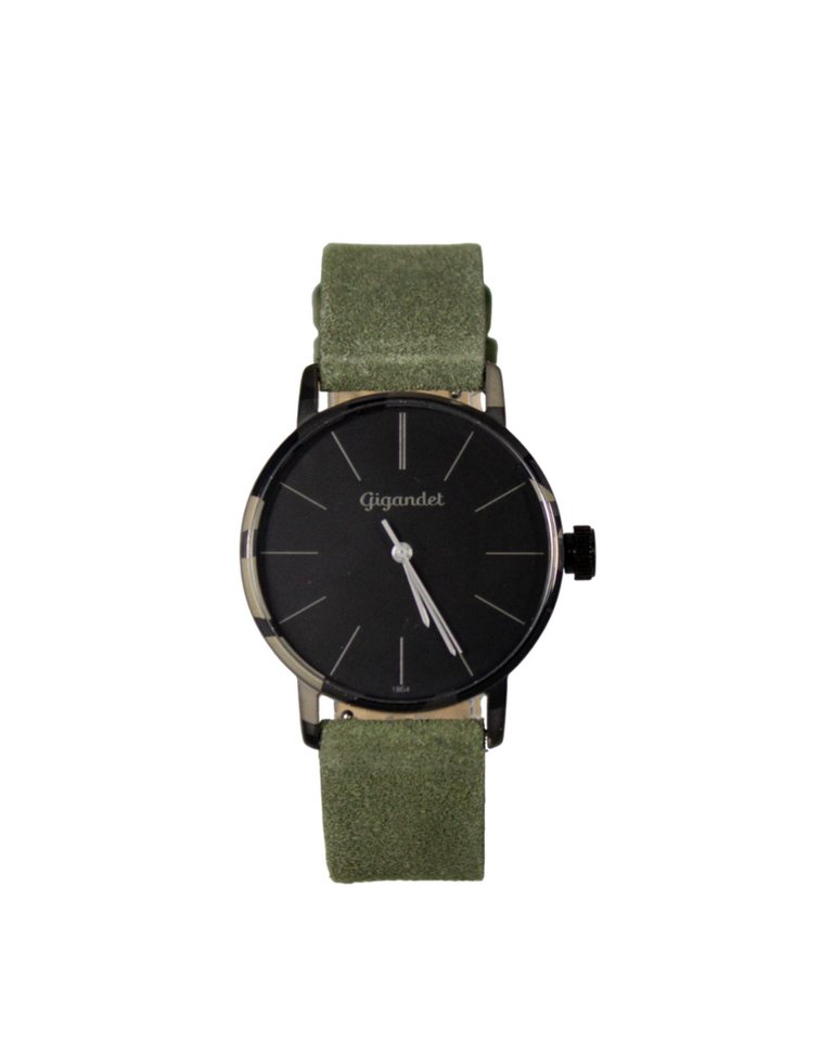 Gigandet Quarzuhr Armbanduhr Damen Quarz Edelstahl Lederband Schwarz Olive G43-043, Mineralglas, schlicht von Gigandet