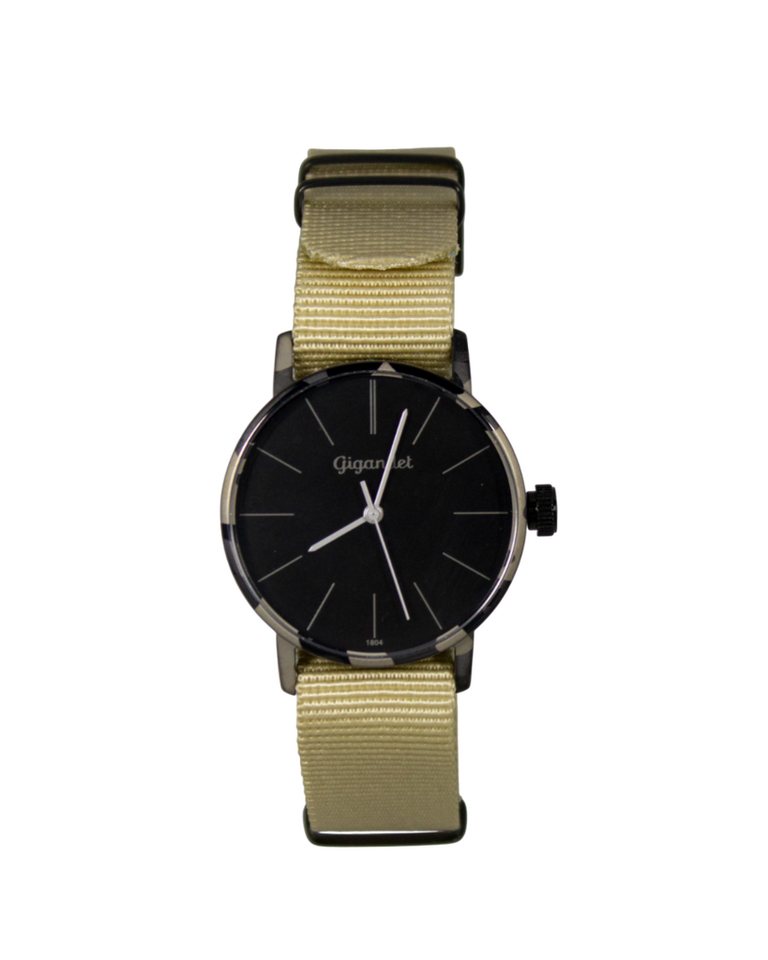 Gigandet Quarzuhr Armbanduhr Damen Quarz Edelstahl Nylon Schwarz Beige G43-040, Mineralglas, schlicht von Gigandet