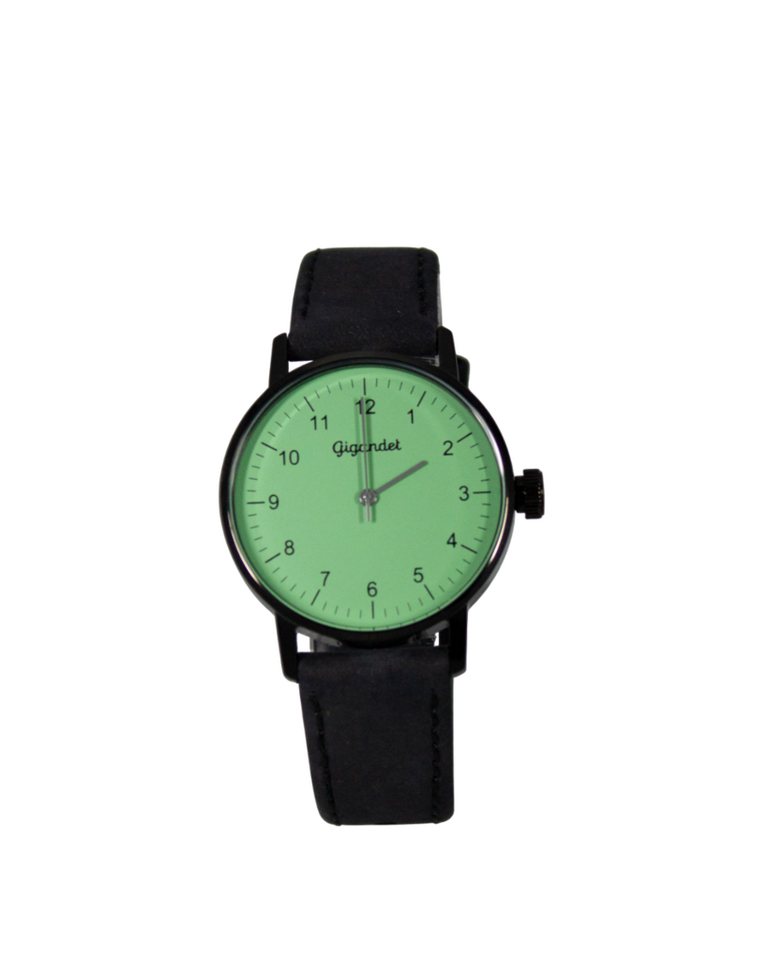 Gigandet Quarzuhr Armbanduhr Damen Quarz Schwarz Edelstahl Lederband Grün G27-013 von Gigandet