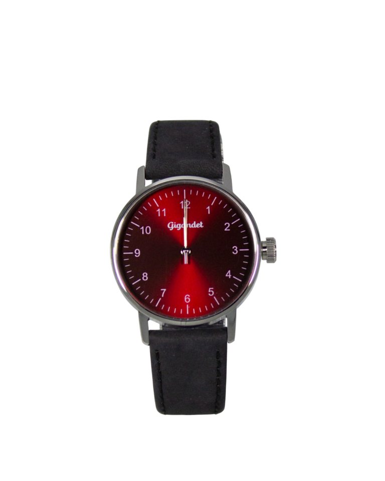 Gigandet Quarzuhr Armbanduhr Damen Quarz Schwarz Edelstahl Lederband Silber Rot G27-011 von Gigandet