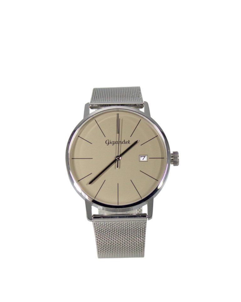 Gigandet Quarzuhr Armbanduhr Herren Edelstahl Silber Beige G42-018, Mineralglas, Datumsanzeige von Gigandet
