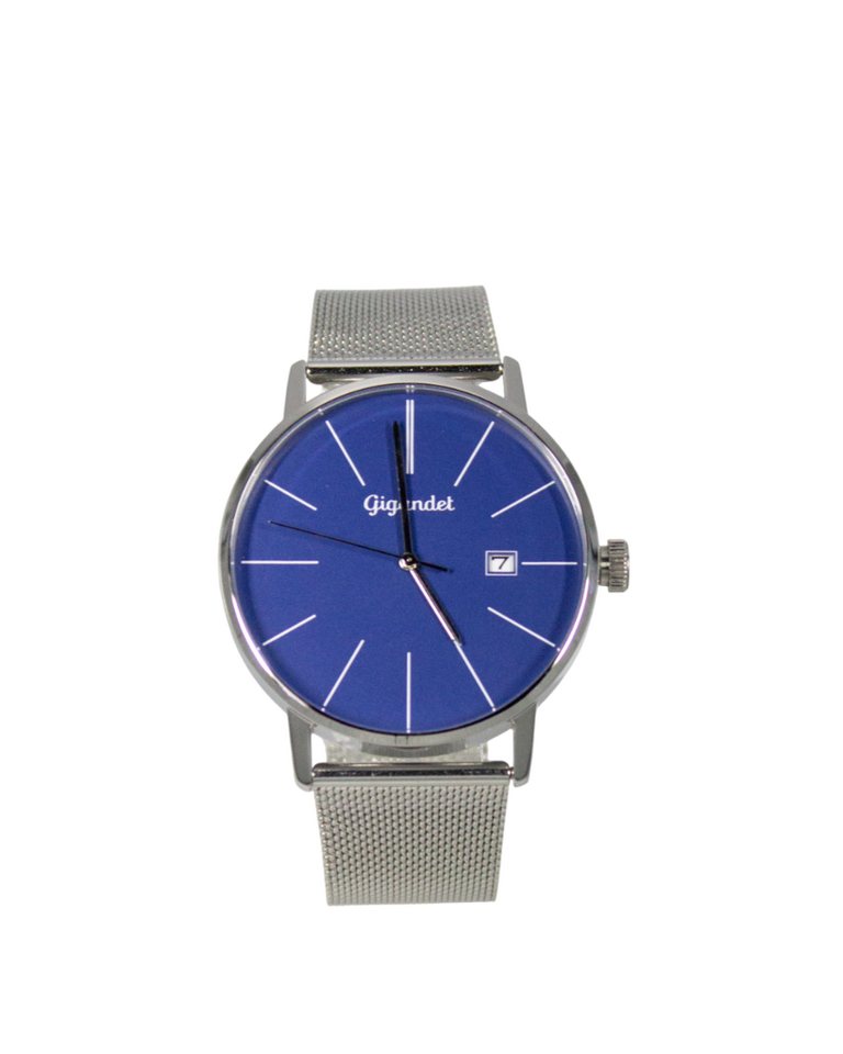 Gigandet Quarzuhr Armbanduhr Herren Edelstahl Silber Blau G42-021, Mineralglas, Datumsanzeige von Gigandet