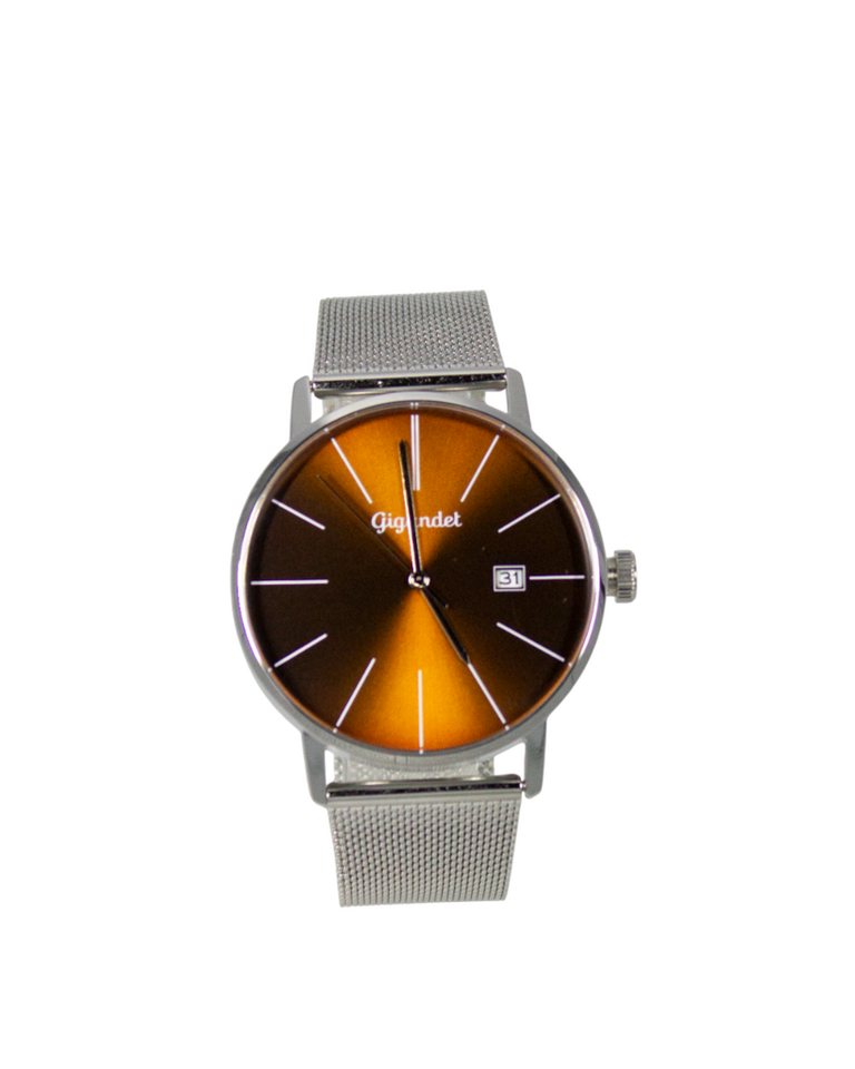 Gigandet Quarzuhr Armbanduhr Herren Edelstahl Silber Braun G42-025, Mineralglas, Datumsanzeige von Gigandet