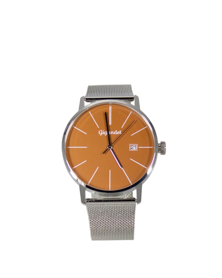 Gigandet Quarzuhr Armbanduhr Herren Edelstahl Silber Cognac G42-022, Mineralglas, Datumsanzeige von Gigandet