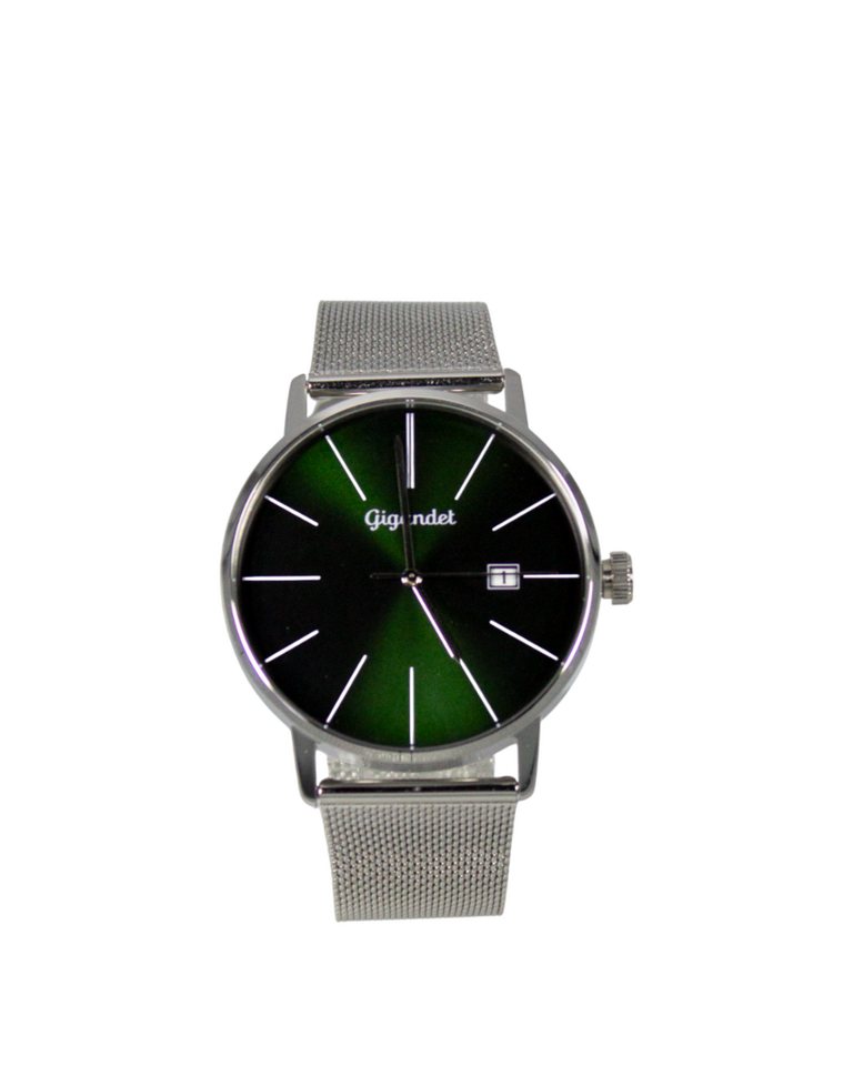 Gigandet Quarzuhr Armbanduhr Herren Edelstahl Silber Grün G42-024, Mineralglas, Datumsanzeige von Gigandet