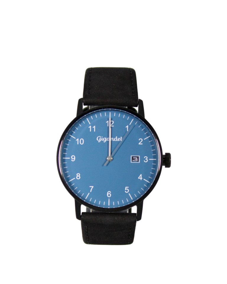 Gigandet Quarzuhr Armbanduhr Herren Quarz Schwarz Edelstahl Datum Blau G26-012, Mineralglas, Datumsanzeige, arabische Ziffern von Gigandet