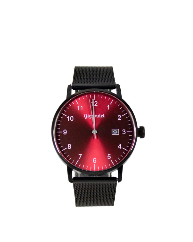 Gigandet Quarzuhr Armbanduhr Herren Quarz Schwarz Edelstahl Datum Rot G26-011, Mineralglas, Datumsanzeige, arabische Ziffern von Gigandet