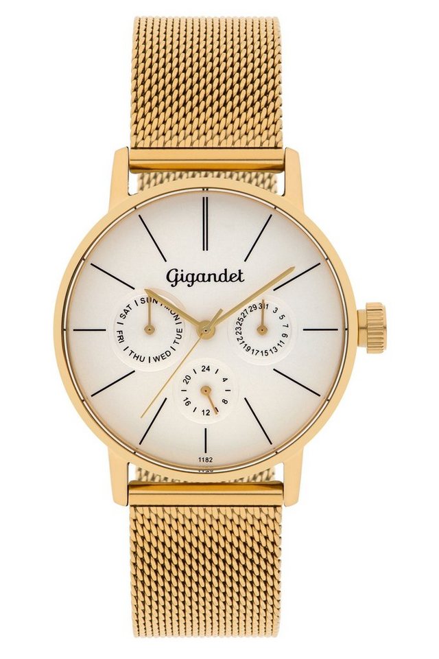 Gigandet Quarzuhr Minimalism, Mineralglas, Tag- und Datumsanzeige, 24-Std. Anzeige von Gigandet