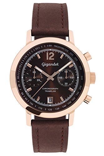 Gigandet Herren-Armbanduhr Chronograph Quarz Analog Leder Dunkelbraun Tramelan G10-008 von Gigandet