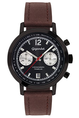 Gigandet Herren-Armbanduhr Chronograph Quarz Analog Leder Dunkelbraun Tramelan G10-003 von Gigandet