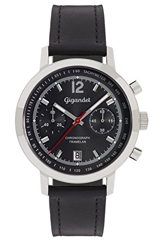Gigandet Herren-Armbanduhr Chronograph Quarz Analog Leder schwarz Tramelan G10-007 von Gigandet