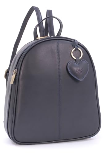 Gigi - Damen Leder Rucksackhandtasche - Rucksack Klein - Verstellbare Schultergurte - Backpack mit Herz Schlüsselring- OTHELLO 9167AG - Marine Blau von Gigi