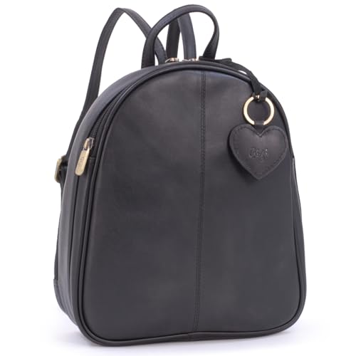Gigi – Damen Leder Rucksackhandtaschen Klein – Lässig Tagesrucksack - Verstellbare Umhängegurte – 9167AG - Schwarz von Gigi