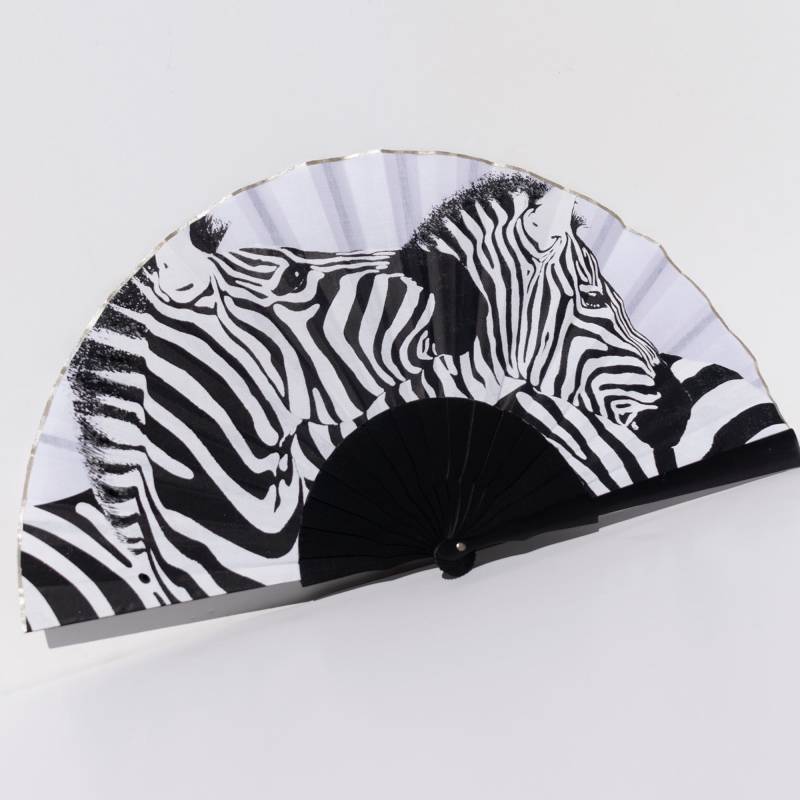 Zebras-Fan. Fächer Aus Holz Mit Zebra-Illustration. Animal-Print Zebras-Fan. Fächer Aus Holz Mit Zebra-Illustration. Animal-Print von GigiHandFans