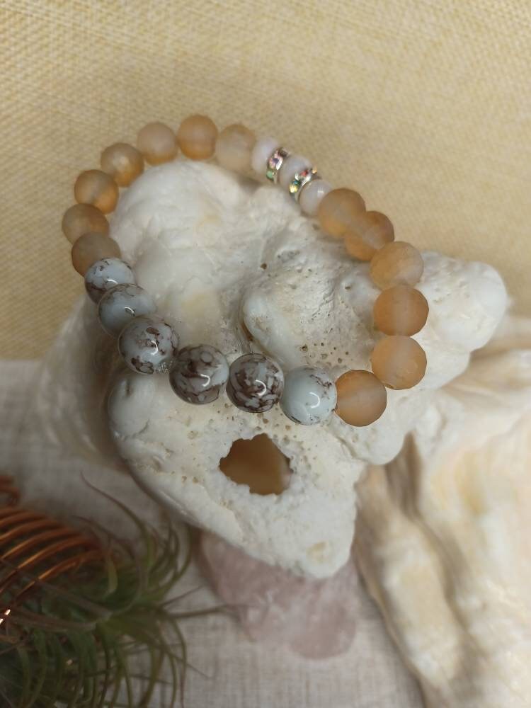 Erwachsene Handgemachte Perle Edelstein Bernstein Farbe Perlenarmband Erwachsene Handgemachte Perle Edelstein Bernstein Farbe Perlenarmband von GigiRoseDesignHouse