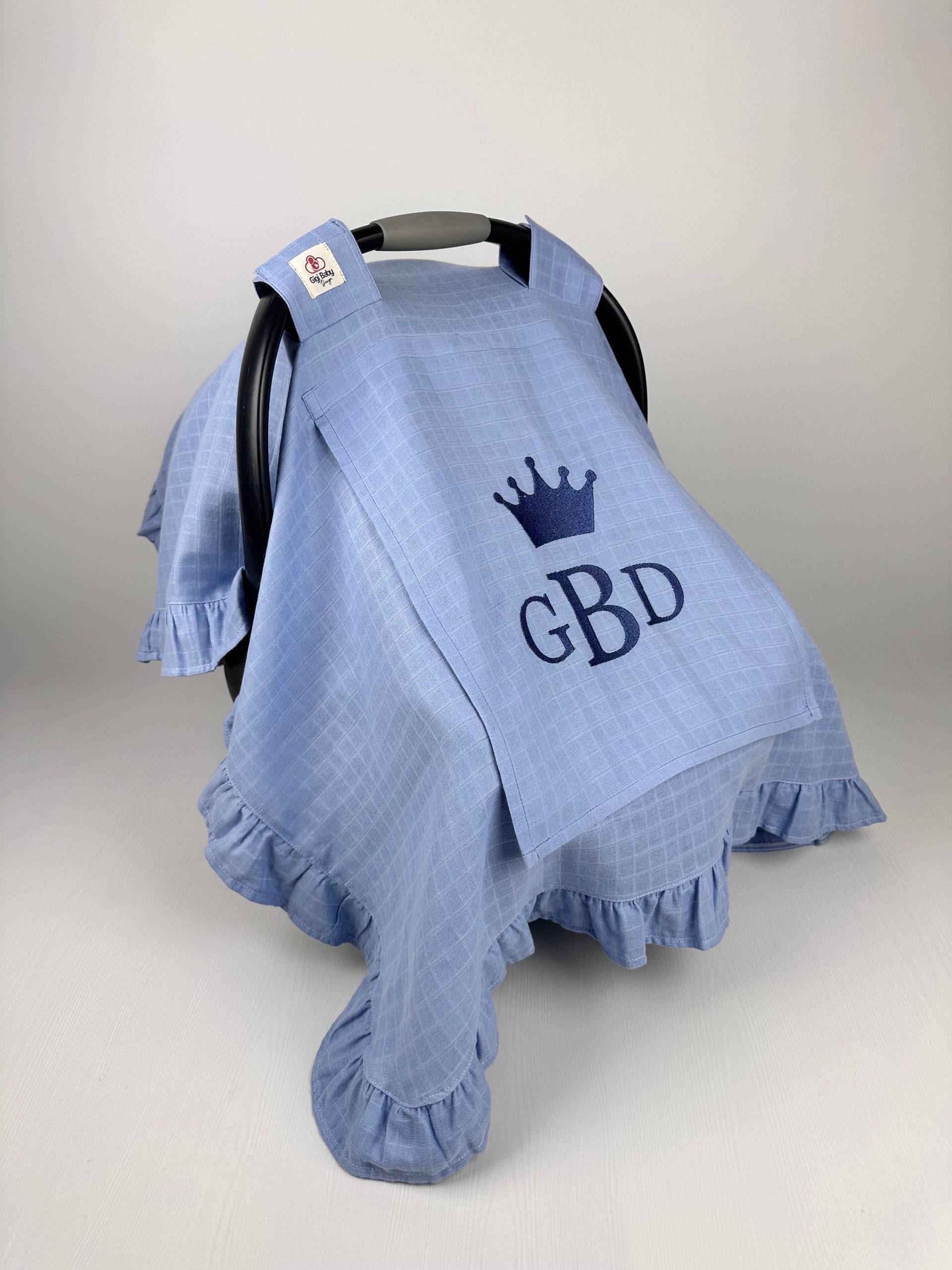 Autositzbezug Baby Mädchen - Mit Mesh Bezug Aus Blauem Musselin Personalisiertes Geschenk Zur Geburt Stickerei Autositzbezug Baby Mädchen - Mit Mesh Bezug Aus Blauem Musselin Personalisiertes Geschenk Zur Geburt Stickerei von Gigibabydesign