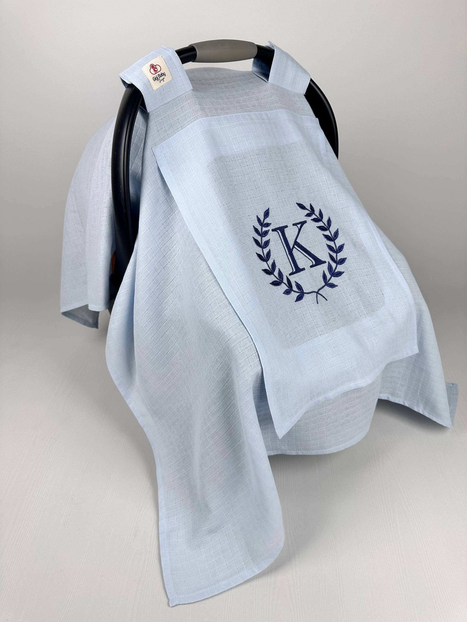 Autositzbezug Baby Mädchen Und Junge Musselin Gaze Blau Mit Peekaboo Mesh Fenster, Personalisierter Autositzbezug Baby Mädchen Und Junge Musselin Gaze Blau Mit Peekaboo Mesh Fenster, Personalisierter von Gigibabydesign