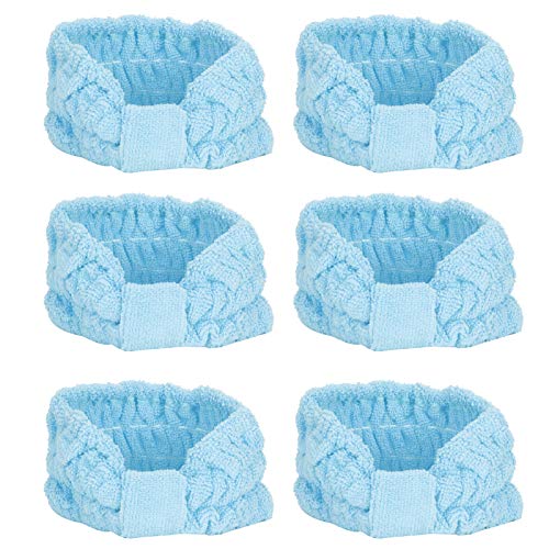 Gesichtswaschband-Set, Gigicial, 6 Stück, Mikrofaserbänder, Haarbänder, Haar-Make-up-Bänder, Haarschleifenbänder, Sportzubehör zum Waschen des Gesichts-Make-ups (Hellblau) von Gigicial