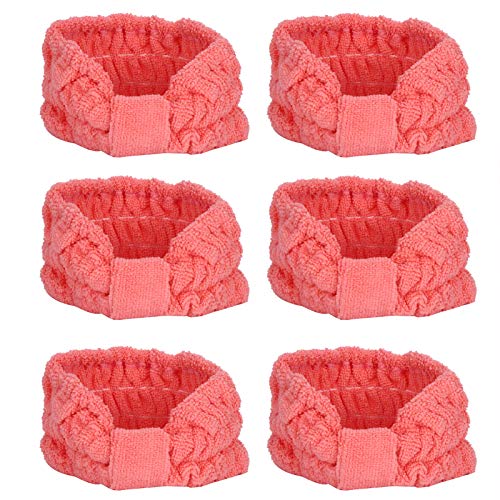 Gesichtswaschband-Set, Gigicial, 6 Stück, Mikrofaserbänder, Haarbänder, Haar-Make-up-Bänder, Haarschleifenbänder, Sportzubehör zum Waschen des Gesichts-Make-ups (Rot) von Gigicial