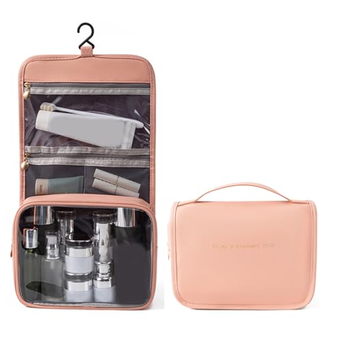 Gigicial Premium Leather Travel Toiletry Bag, Toiletry Bag Portable Multifunctional Waterproof Large Capacity Cosmetics Organizer for Travel Business Trip (Pink) von Gigicial