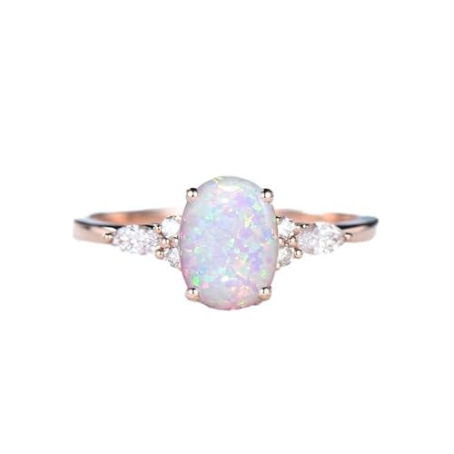 Gigirom Natürliche Opalringe im Ovalschliff for Frauen, 925er Sterlingsilber, Oktober-Geburtsstein, Opal-Verlobungsring, Schmuck, Geschenk for Frauen, Mädchen, Ehefrau, Mutter (Size : 53(16.9)) von Gigirom