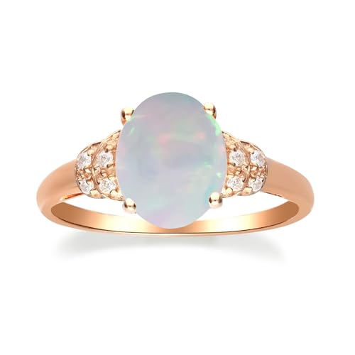 Gigirom Ovale Opalringe for Frauen, Verlobungsring mit natürlichem Opal, Opal-Ehering aus 925er Sterlingsilber, Jubiläums-Versprechensring-Geschenk for Sie (Color : 10K, Size : 49.3(15.7)) von Gigirom