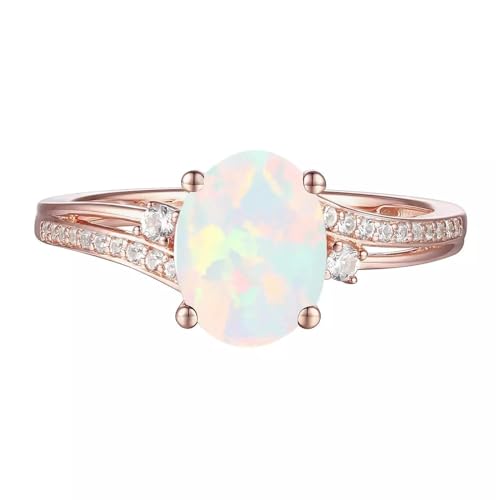 Verlobungsringe mit natürlichem Opal for Frauen, Roségold 925 Sterling Silber/10K/14K/18K Opalring, Verlobungsring for Braut, romantisches Geburtstagsring-Geschenk (Color : 10K, Size : 49.3(15.7)) von Gigirom