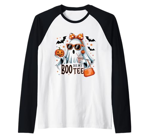 Lustiges Halloween Motiv mit stylischem Geister-Mädchen Raglan von Gigis Halloween Shop