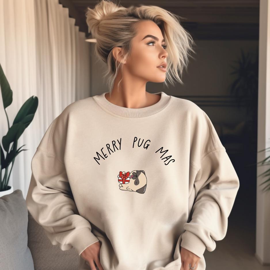 Merry Pug Mas, Owner, Mops Liebhaber, Dog Mom Dad Gift, Cute Owner Apparel, Family Time Christmas, Lover, Geschenk Hundebesitzer von GigisFashionPrint