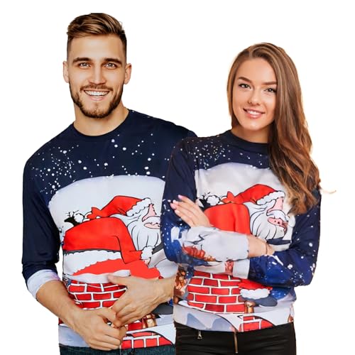 Gigquake Unisex Weihnachtspullover Pärchen Herren Damen Lustige- Ugly Christmas Sweater Baumwolle Partner-Xmas Hässliche Pullover Weihnachten Große Größen Familie- Casual Weihnachts Sweatshirt von Gigquake