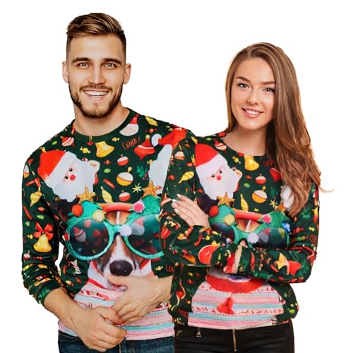 Gigquake Unisex Weihnachtspullover Pärchen Herren Damen Lustige- Ugly Christmas Sweater Baumwolle Partner-Xmas Hässliche Pullover Weihnachten Große Größen Familie- Casual Weihnachts Sweatshirt von Gigquake
