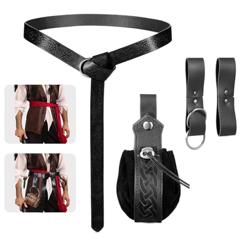 Gihioue Renaissance Gürtelset - Renaissance Gürteltasche Set für Damen,Dekorative Umhängetasche für Kostüm Sammler Fotoshooting Männer Frauen Events von Gihioue