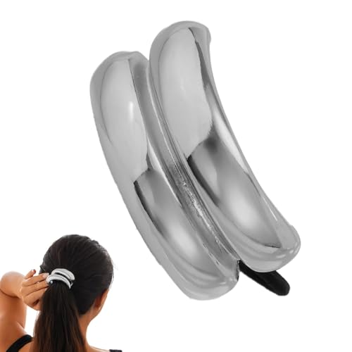 Haargummi aus Metall, Haarmanschetten für Pferdeschwänze | Doppelter Bogen-Pferdeschwanz-Haargummi - Modische Ellipse, elastische Haarmanschette, Retro-Temperament-Stirnband, Haarschmuck für Frauen un von Gihioue