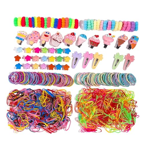 Haarschmuck-Set für Mädchen,Haarschmuck-Set für Mädchen,Elastische Haargummis - Haargummis, Pferdeschwanzhalter, Haargummis, Haarband-Set, Haarspangen-Haargummi-Set für Mädchen, Kinder, Kinder von Gihioue