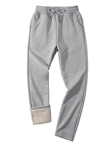 Gihuo Herren-Winter-Fleece-Hose, Sherpa-Futter, Jogginghose, #2 Hellgrau (gerade Manschette), Mittel von Gihuo