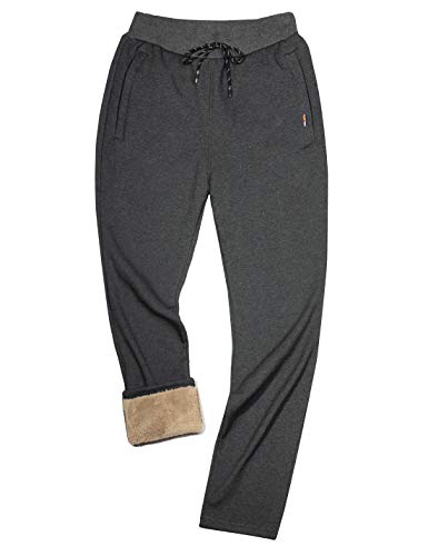 Gihuo Warme Fleece-Hose für Herren, Sherpa-Fleece, gefüttert, Joggerhose, Sweatpants, 01 Grau (gerade Ärmelbündchen), XXL von Gihuo