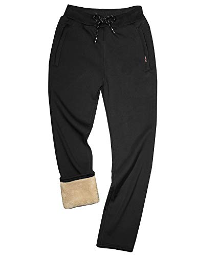 Gihuo Herren casual fleece gefütterte winterhose aktiv jogger jogginghose groß schwarz von Gihuo