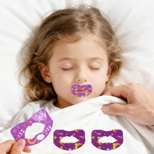Mundpflaster für Kinder zum Schlafen, Vermeidung von Adenoidgesicht,Überwindung der Mundatmung (Violett (Moderate Haftkraft), 60 Stück) von Giiiiump