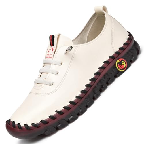 Frauen Ultra Gemütlich Atmungsaktiv Turnschuhe Mode Handgefertigt Geblümt Stickerei Gehen Schuhe Handgefertigt Weich Atmungsaktiv rutschfest Rindfleisch Sehne Orthesen WalkShoe(F,42 EU) von Gikleihwy