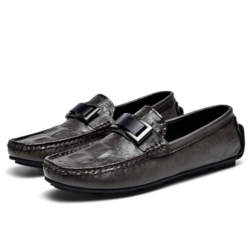 Gikleihwy Herren Klassische Driving Loafer, Casual Slip-On Weiche Dress Penny Schuhe Leichte Business Mokkasins für Party Hochzeit(Gray,38 EU) von Gikleihwy